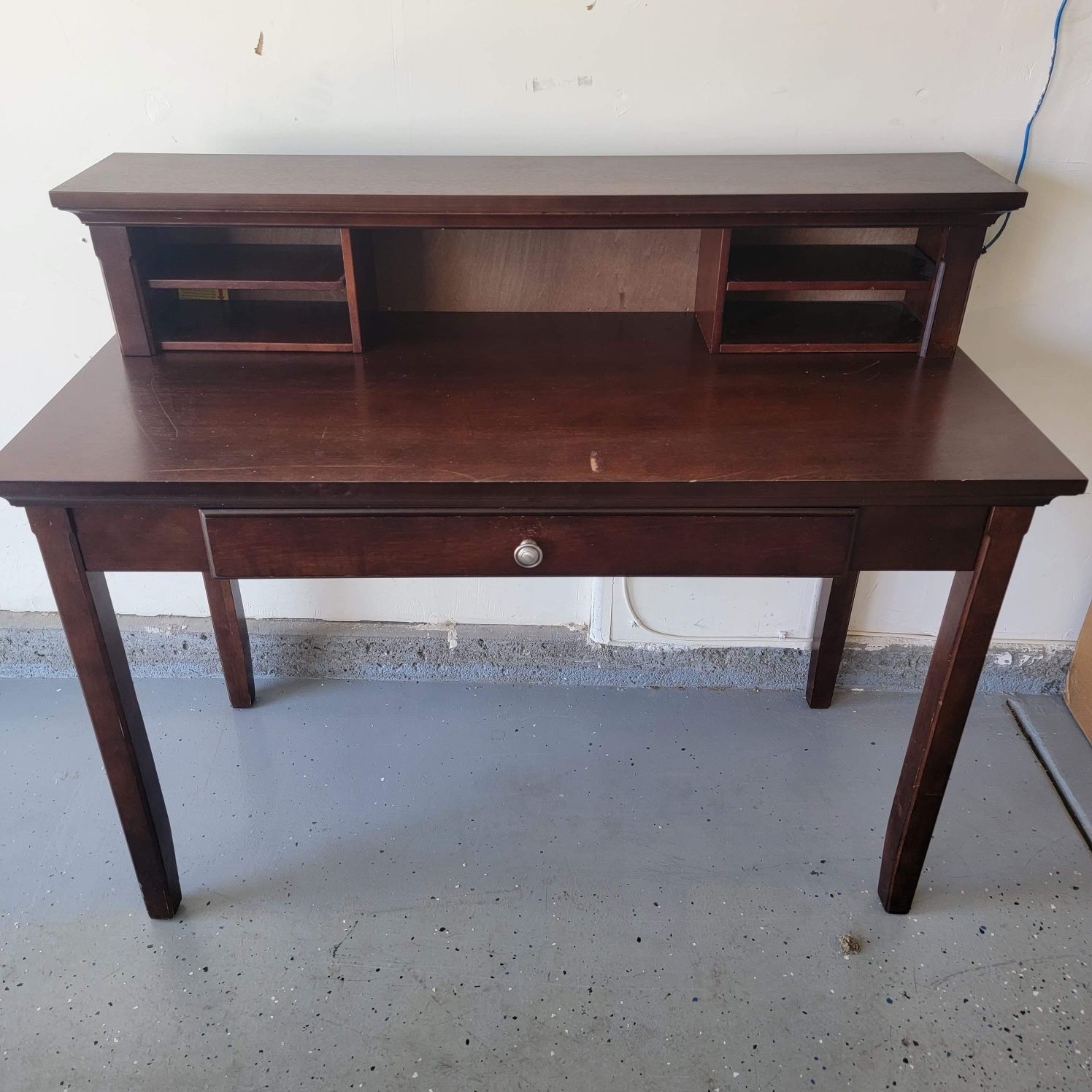 Wood Desk with Hutch