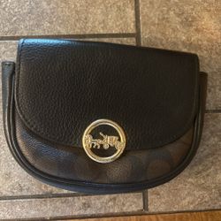 Coach Black Leather Crossbody Saddle Bag