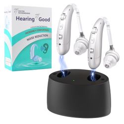Hearing Aids for Seniors, Hearing Aids Rechargeable with Noise Cancelling and Volume Control, Hearing Amplifier for Adults Hearing Loss, Portable Behi