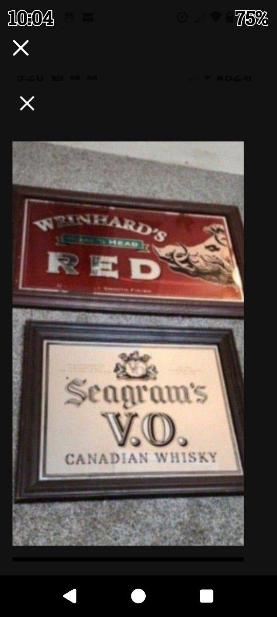 2 VINTAGE MIRROR SIGNS -VO & BOARS HEAD 