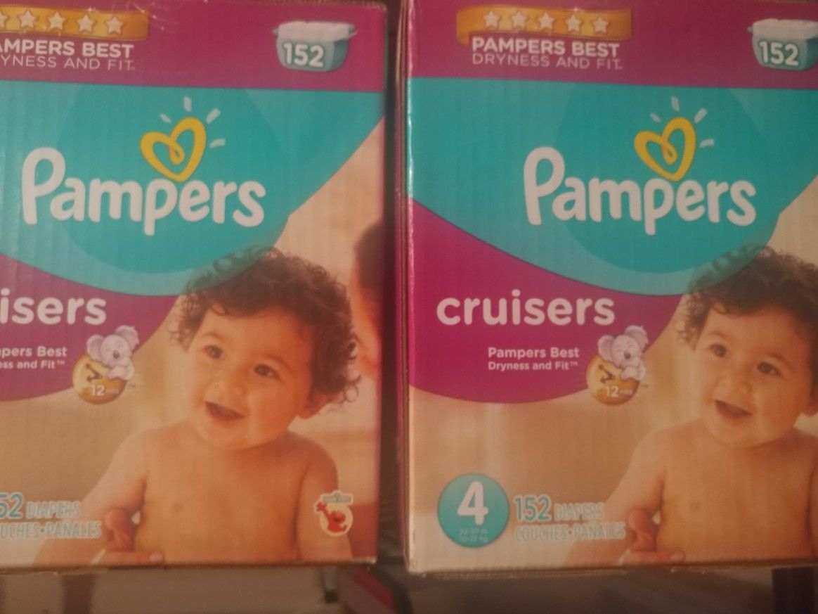 Pampers size 4 cruisers, 152 count per box