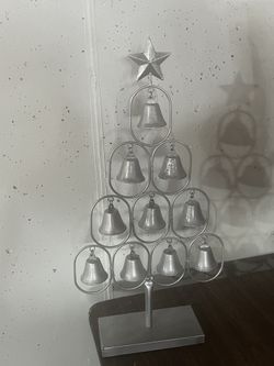Kleanner Table Christmas Tree Wind Chime, Glitter Metal Star Chime with Hanging Bells