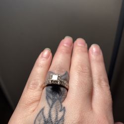 14k White Gold Diamond Wedding Ring And Band