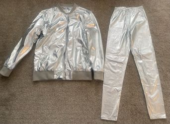 Metallic silver outfit/costume: jacket, leggings