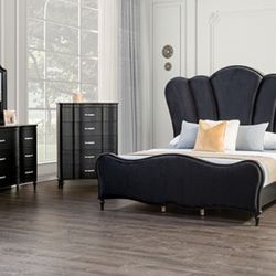Brand New Black 4pc Queen Bedroom Set (Available In Eastern King)