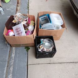 Kitchen Stuff 2 Boxes And Milk crate 