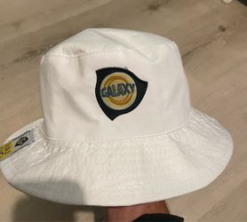 Official soccer LA Galaxy MLS White Bucket Hat – Vintage Style Crest Logo 2023
