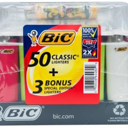 🔥 BIC Classic Large Lighters – 50 Pack + 3 Bonus (Full Size) fast shipping