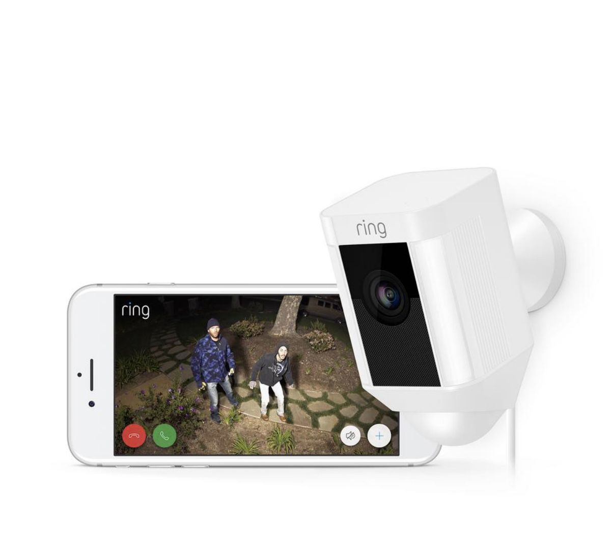 BRAND NEW RING SPOTLIGHT CAM WIRED OUTDOOR SECURITY CAMERA HD VIDEO AND SPOTLIGHT PLUGGED IN FOR NON - STOP POWER