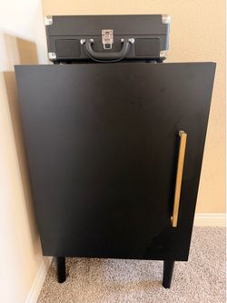Crosley  Record Player Stand with Storage for Vinyl Records, Matte Black