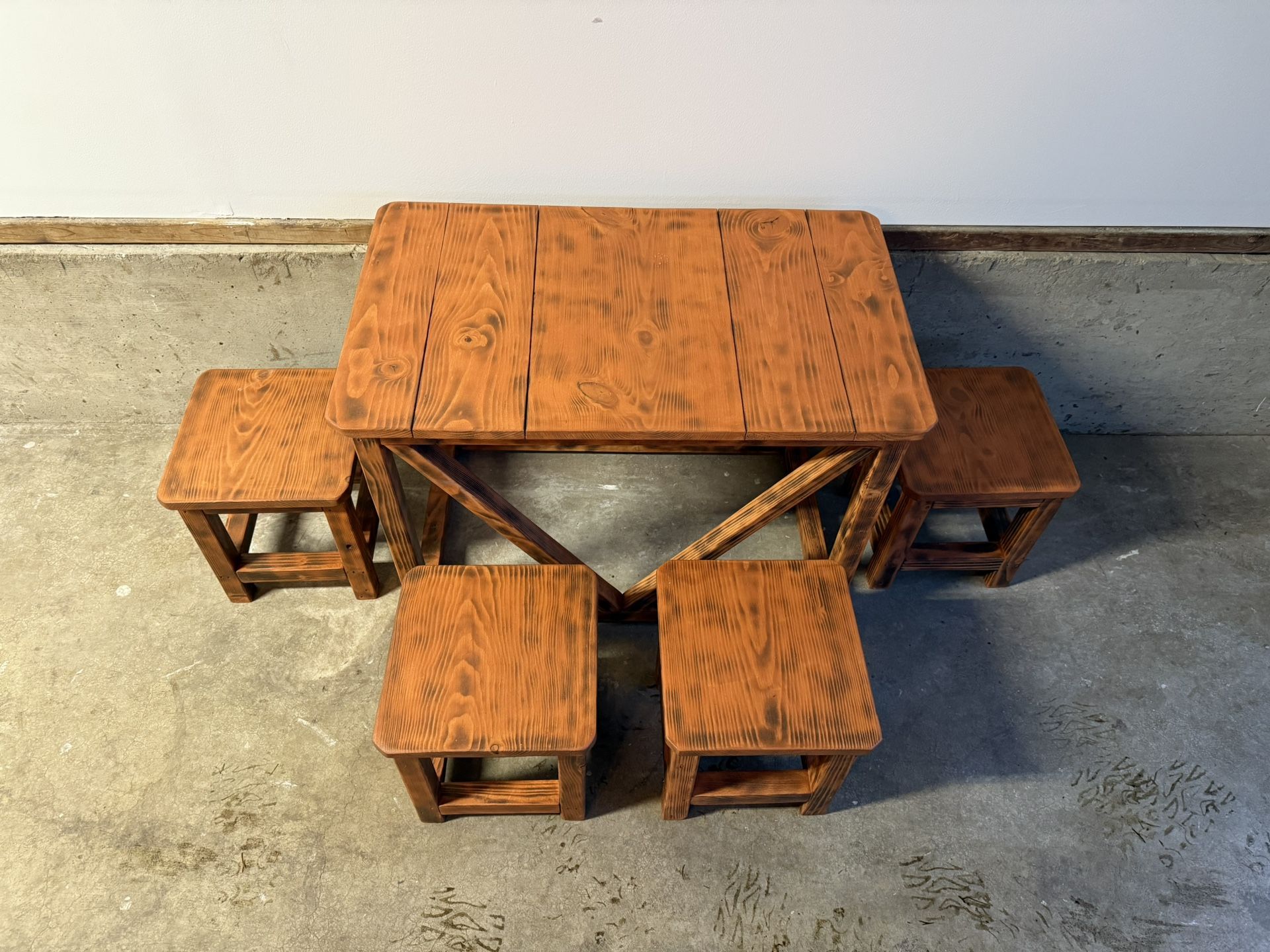 Handcrafted Wooden Kids' Table Set - 1 Table + 4 Chairs