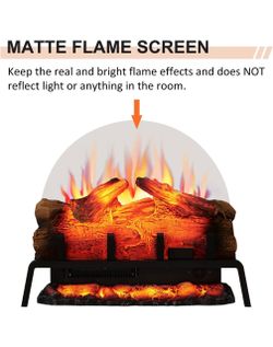 23” Freestanding Electric Fireplace Insert with Heater, Adjustable Flame Colors & Brightness