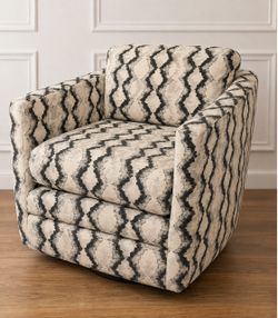 Stylish Neutral Snakeskin Print Swivel Accent Chair