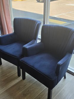 2 blue chairs
