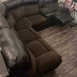 Sectional L Couch with 2 Recliners