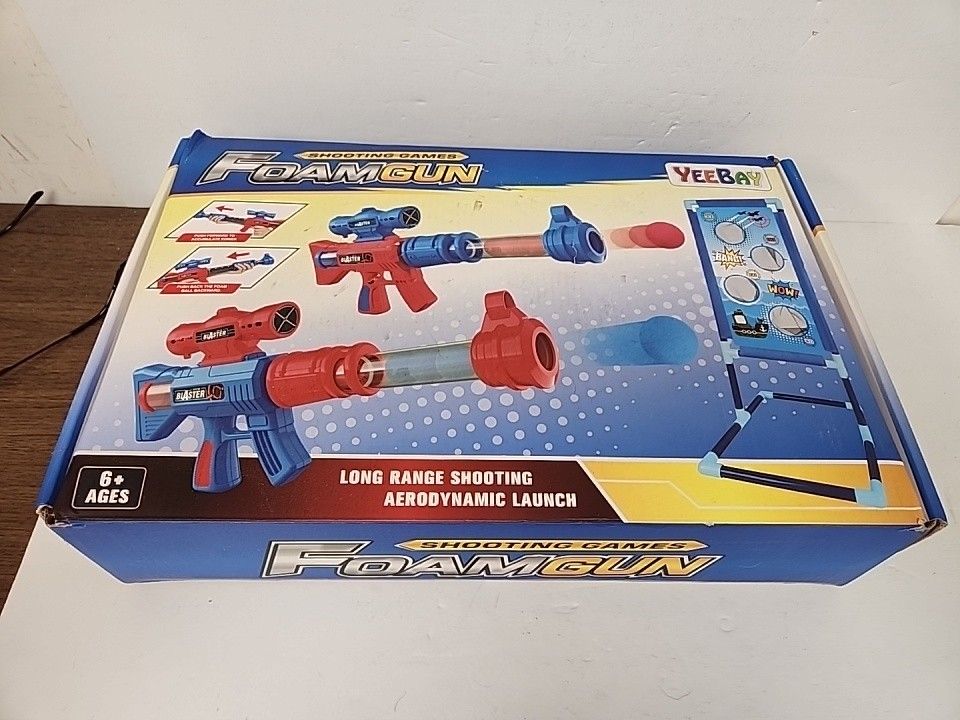 Yeebay Foam Gun Kids Shooting Game Toy Set 2 Pump Air Guns Targets 9 Foam Balls