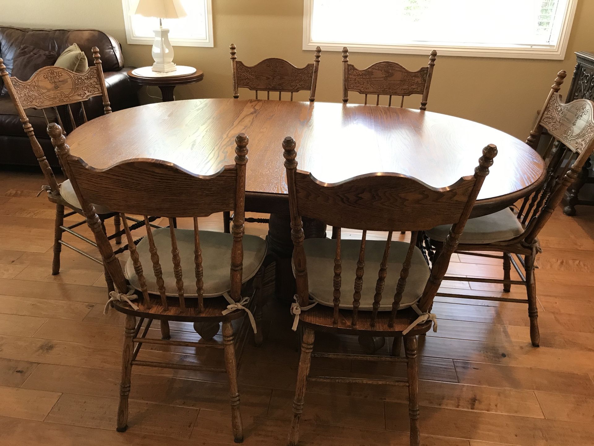 Oak Dining Table and Six Chairs