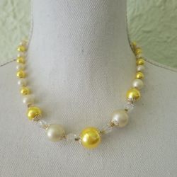 Vintage Signed Japan Acrylic Pearls Beaded Necklace 18.5" 