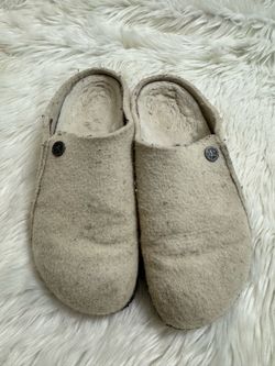 Birkenstock unisex Zermatt Shearling Gray Beige Slippers Clogs EUR 37 W6 M4