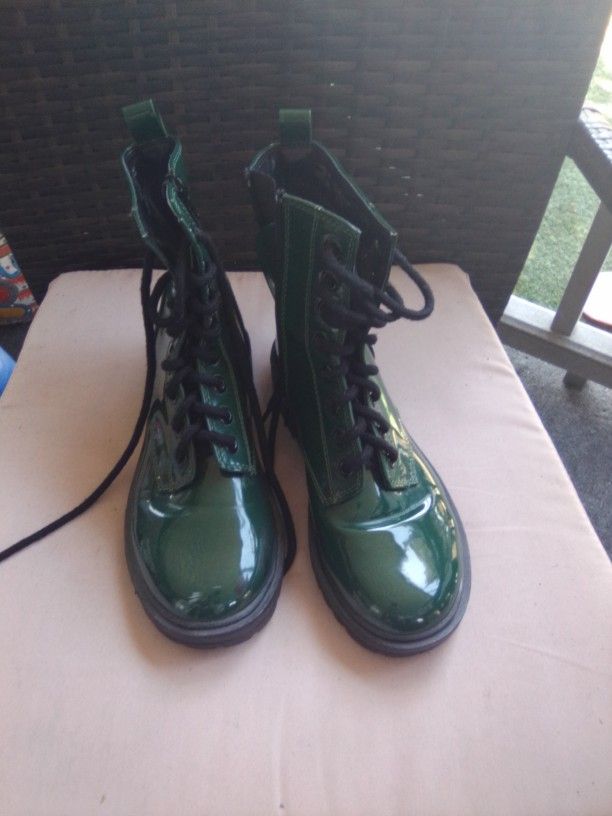 Women's Green Patton Leather Rugged Boot