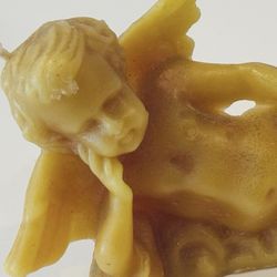 RARE Fine Art Beeswax Wax Candle Baby Angel Vintage Antique Original Collectible
