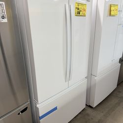 NEW OPEN BOX 3 DOOR, WHITE WHIRLPOOL REFRIGERATOR