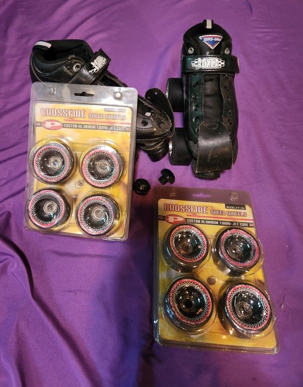 Size 6 Boxer Quad Roller Skates With 2 Sets Of Wheels