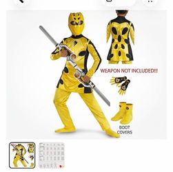 Power Rangers Jungle Fury Delux Large 10/12 Yellow Cheetah Costume Gloves Boot cover New