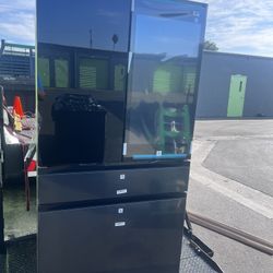 Samsung Bespoke 29 cu. ft. Standard Depth 4-Door French Door Refrigerator in Charcoal Glass, Black/Charcoal with AI Family Hub+