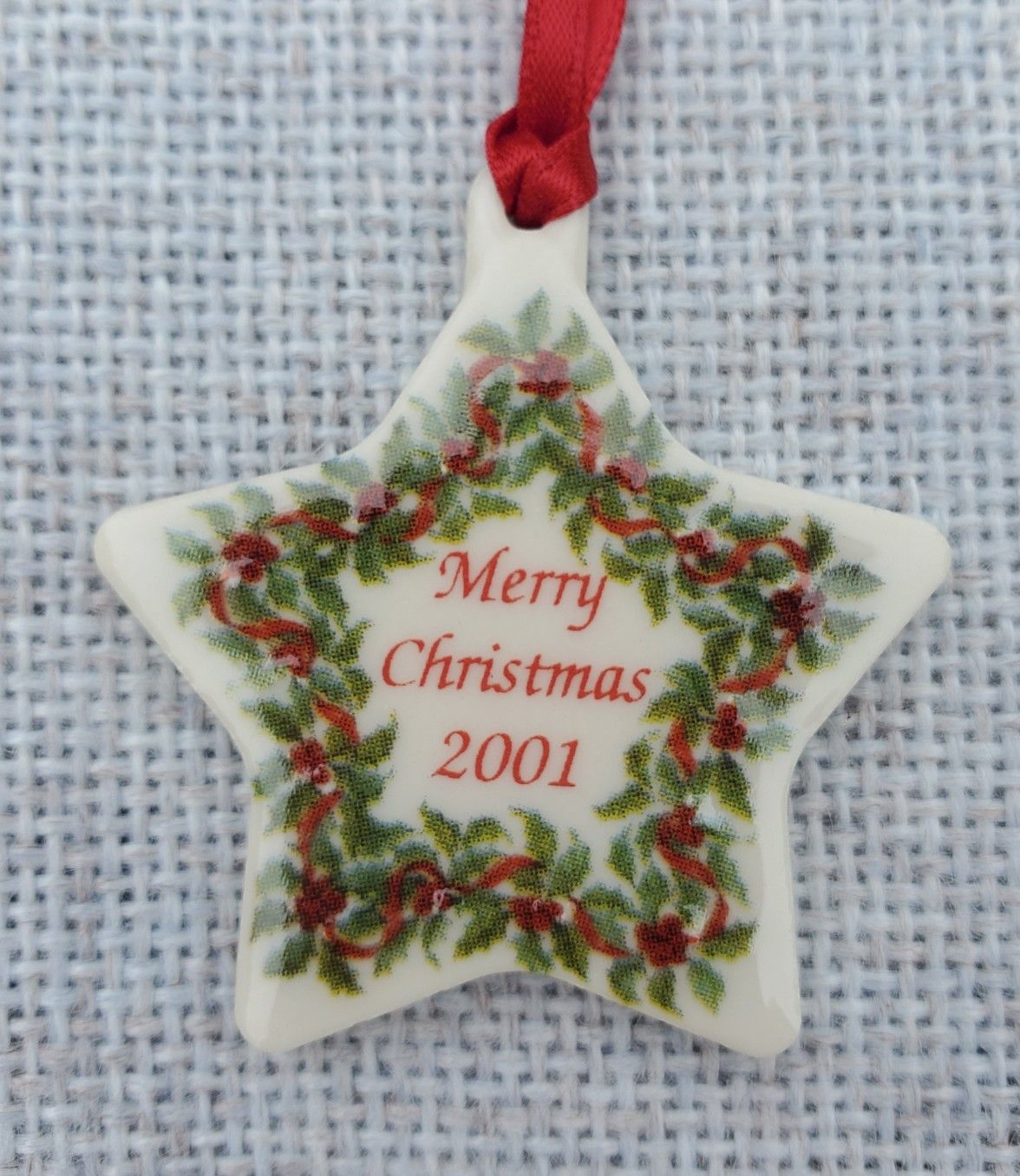 Longaberger 2001 Merry Christmas Ceramic Star Tie-On