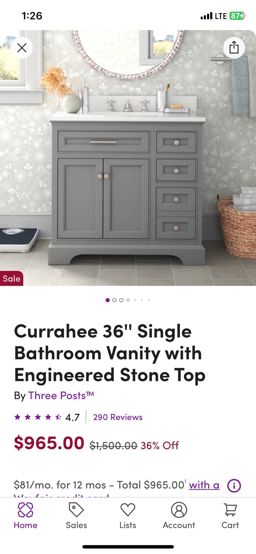 Currahee 36” Bathroom vanity NEW