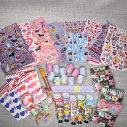 50 Piece Fun Kawaii Stationery Stickers Bracelets Notepads & Accessories Bundle