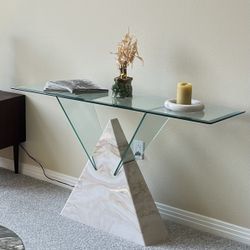 Unreal Abstract Art Deco Mid Century Modern Glass Console Table
