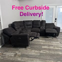 Free Curbside Delivery! Electric Sectional Couch With Recliners And USB Ports