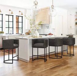 4X Dark Gray 27” faux leather barstools