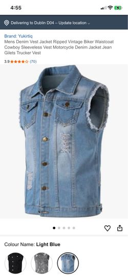 Mens Denim Vest Jacket Ripped Vintage Biker Waistcoat Cowboy Sleeveless Vest Motorcycle Denim Jacket Jean Gilets Trucker Vest
