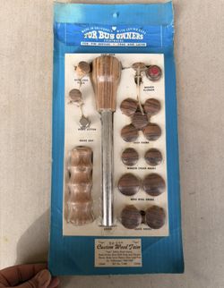 vw Vintage NOS Tiger Wood Trim Knobs