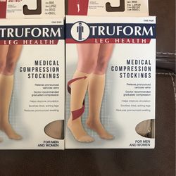 2 Pairs Of Truform Medical Compression Stockings/size  Large/extra Firm