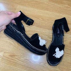 Soludos Black Wedge Sandal