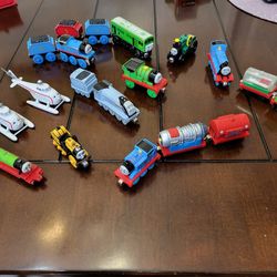 Vintage Thomas The Train Lot 80s To 2000 Lot Of 19 Wooden Trains And Metal