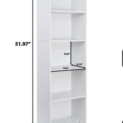 HomeZENY™ 5-Tier Shelf Bookcase, Freestanding Wood Storage Display Open Bookshelf for Home Office