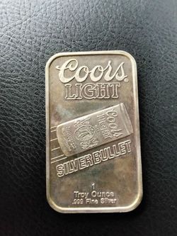 Vintage 1 oz Coors Light Silver Bullet Advertising Art Bar
