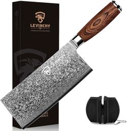 Damascus 8 inch Cleaver Knife, Professional Handmade Damascus Stainless Steel Ki