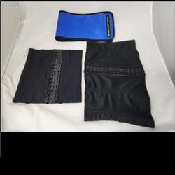 Set of 2 Waist Trainers/Shapwear and 1 Gold's Gym Sweat Waist Trimmer Belt/Band