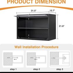 βοΈ 21.6" H Metal Wall Cabinet with Doors and Shelves, Wall Mounted Storage Cabinet for  Warehouse, Black&Gray,