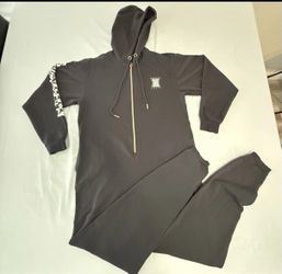 Savage X Fenty Forever Savage Showgirl Hooded 1-Piece Jumpsuit Gray-NO SIZE TAG