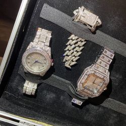 Three Pieces Lab Stones White Silver Italiano