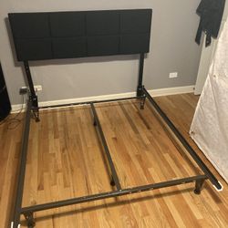 Queen Bed Frame W/ Upholstered Square Headboard 