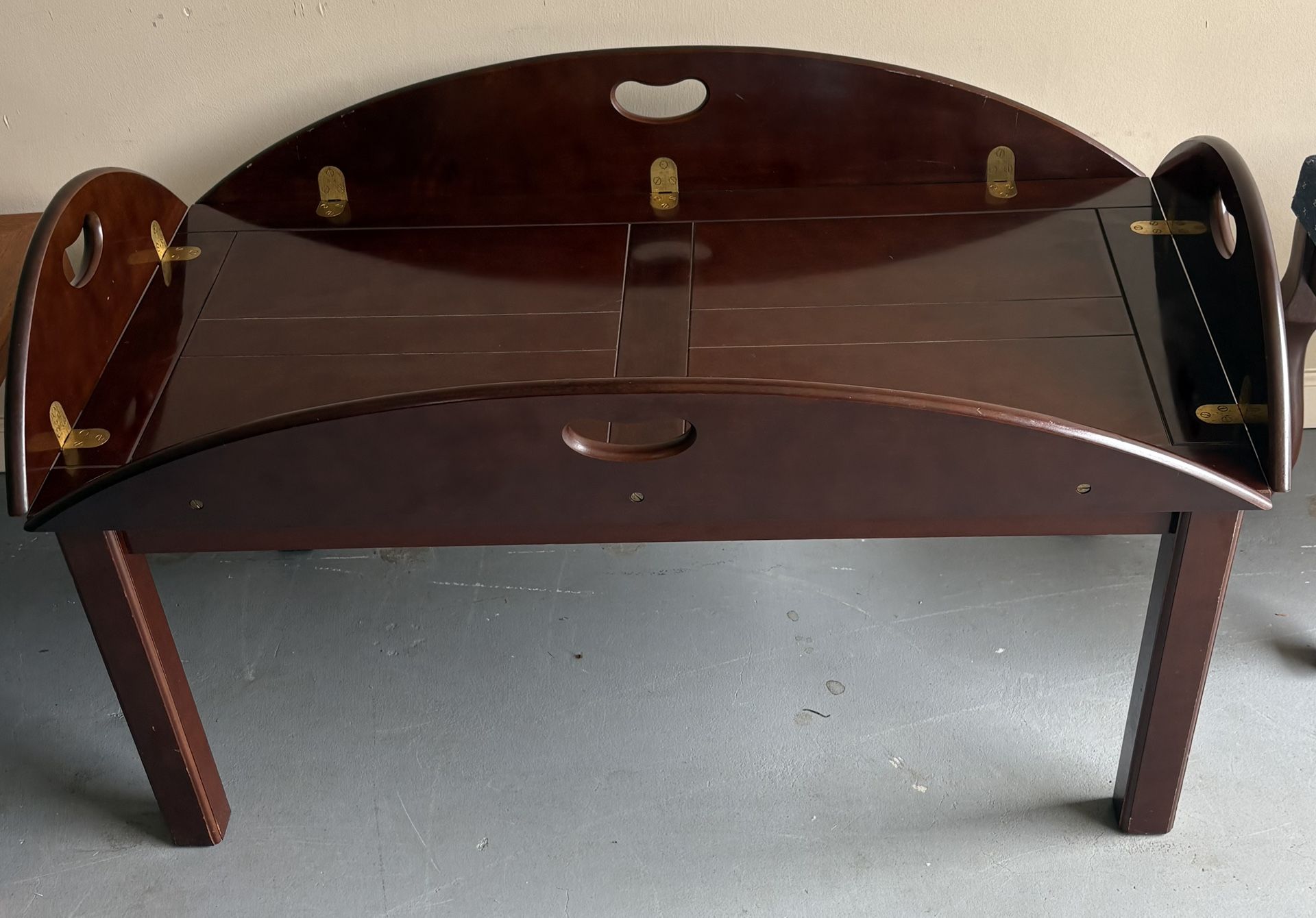 Vintage Bamboo Company Butler Coffee Tray With Stand Fold Up Side Handles