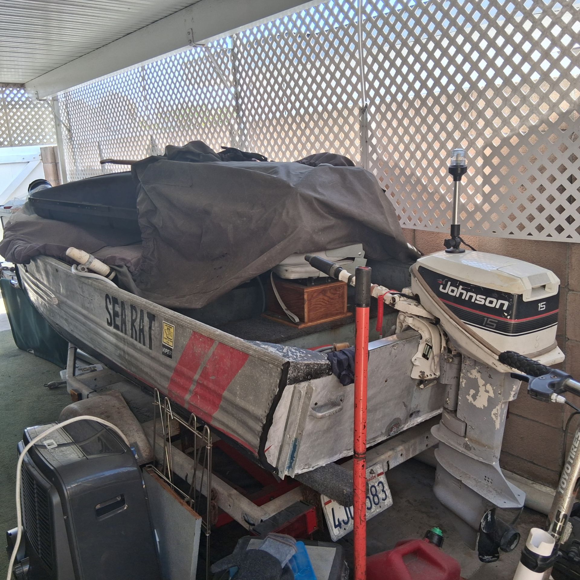 Velco 12 foot aluminum boat with 1990 Johnson 2 strock outboard